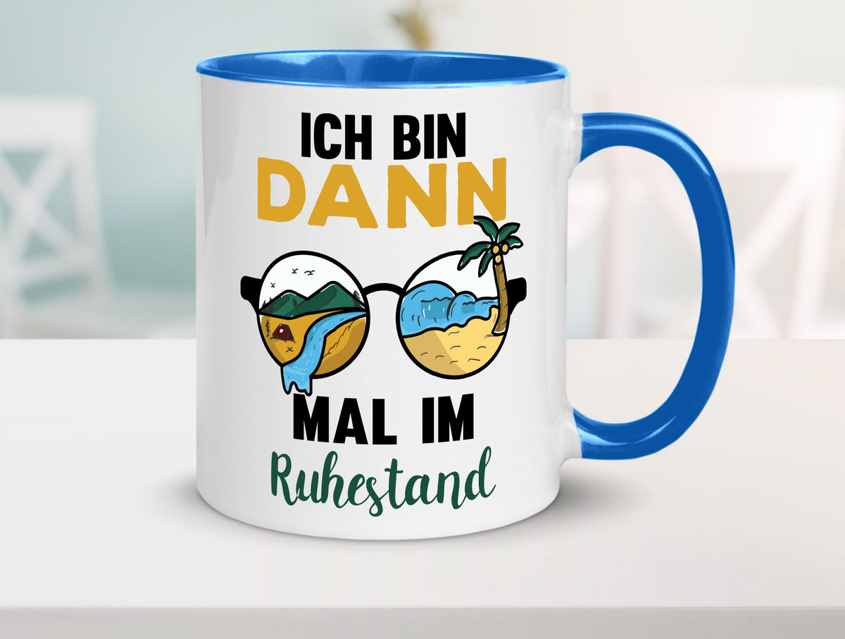 Bin dann mal im Ruhestand | Sonnenbrille Palme Meer lustig Jubiläum Geschenk Tasse