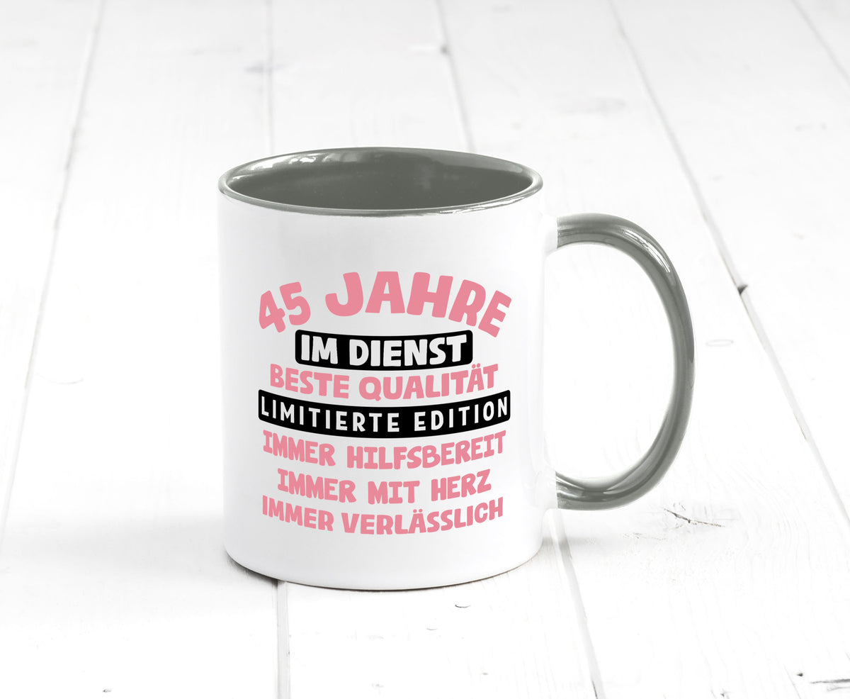 45 Jahre im Dienst | Jubiläum Arbeit v11 Geschenk Kollegen Büro lustiger Spruch Tasse