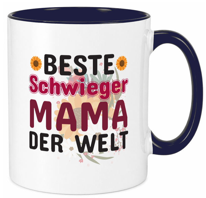 Beste Schwiegermama | Schwiegermutter Tasse Blumen Humor Familie Geschenkidee