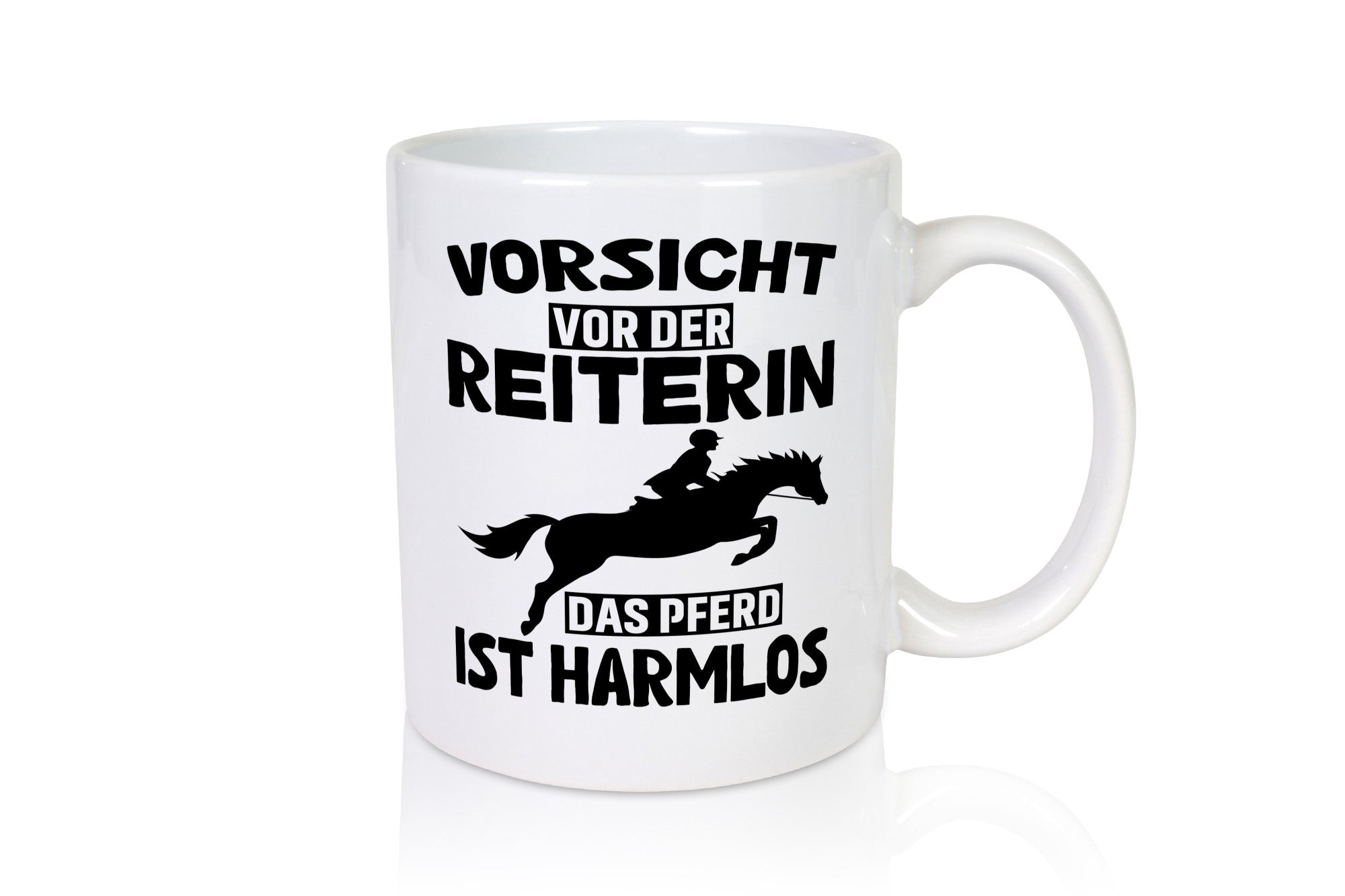 Vorsicht vor der Reiterin das Pferd ist Harmlos lustig Humor Geschenkidee