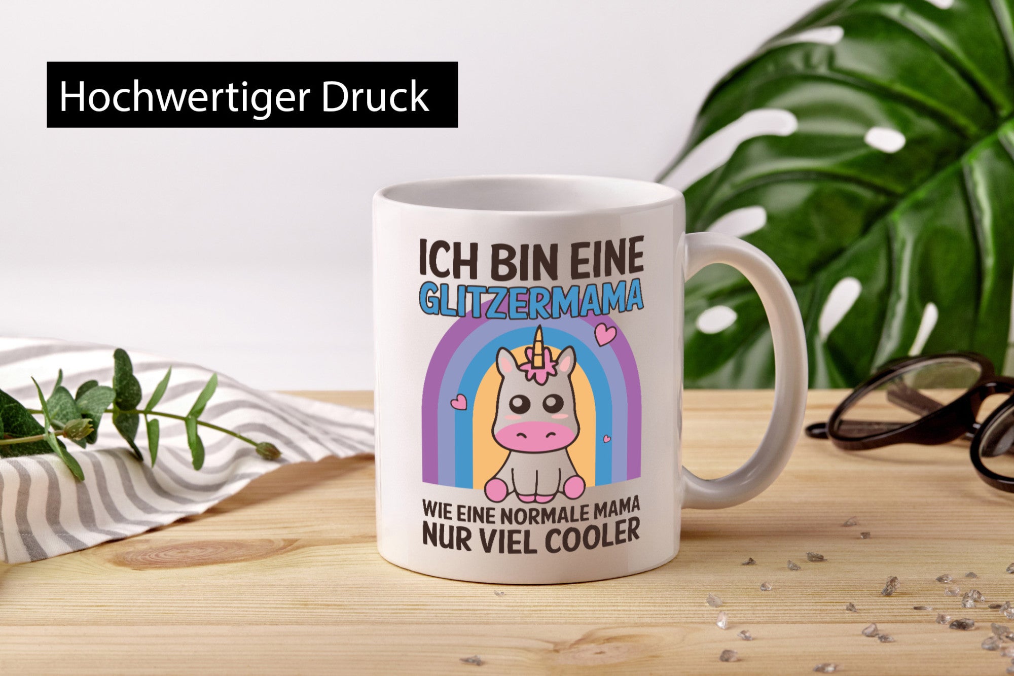 Glitzermama, wie normal, nur cooler | Einhorn Geschenkidee Familie Humor Tasse