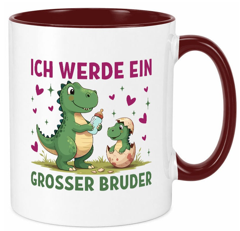 Ich werde ein Großer Bruder | Dino Dinosaurier lustiger Spruch Geschenk Humor Tasse