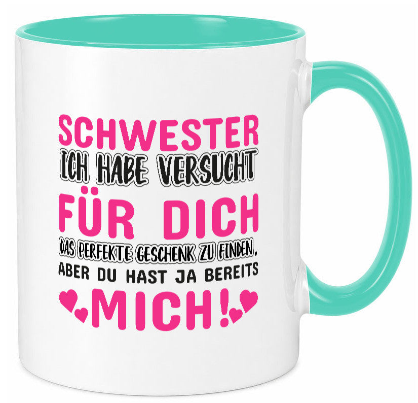 Schwester Tasse | lustiger Spruch Geschwisterliebe v2 Humor Geschenkidee