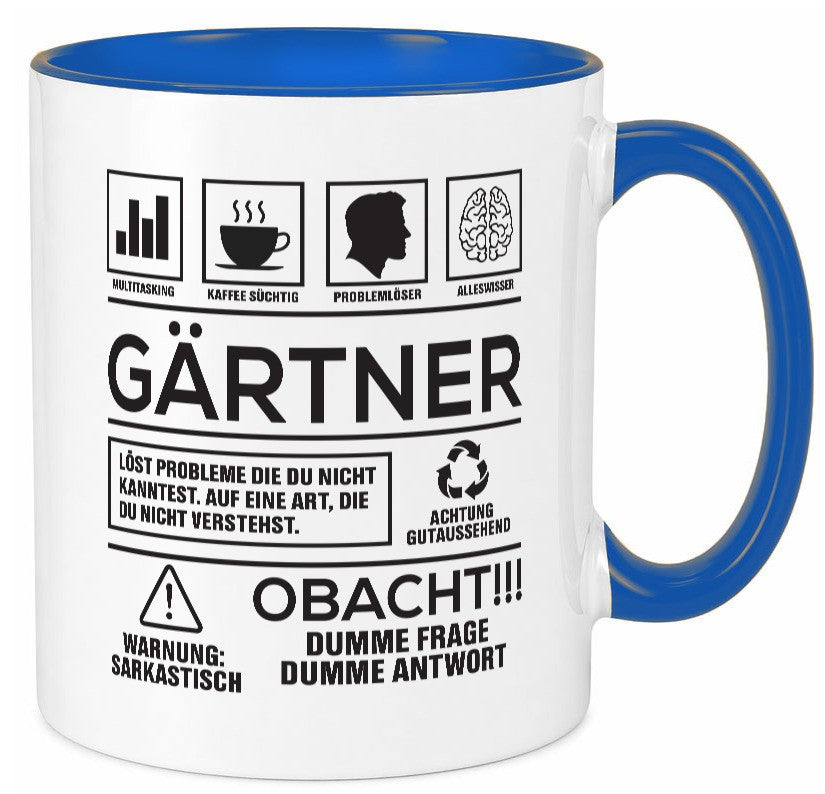 Achtung Probleme Gärtner | Gartenbau Geschenkidee Humor Tasse