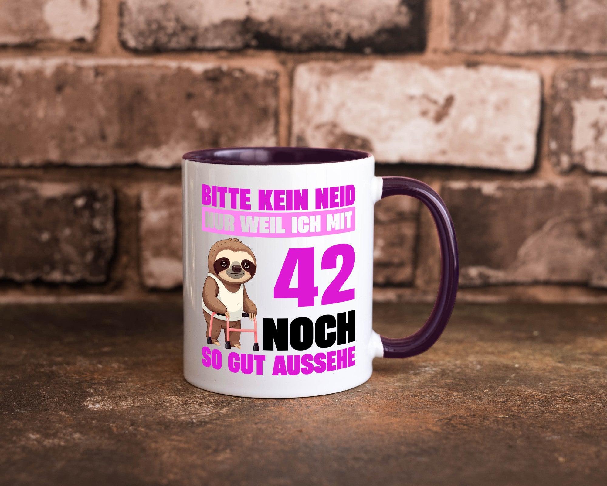 42. Geburtstag | Bitte kein neid Faultier 42 Jahre Geschenkidee Humor Tasse