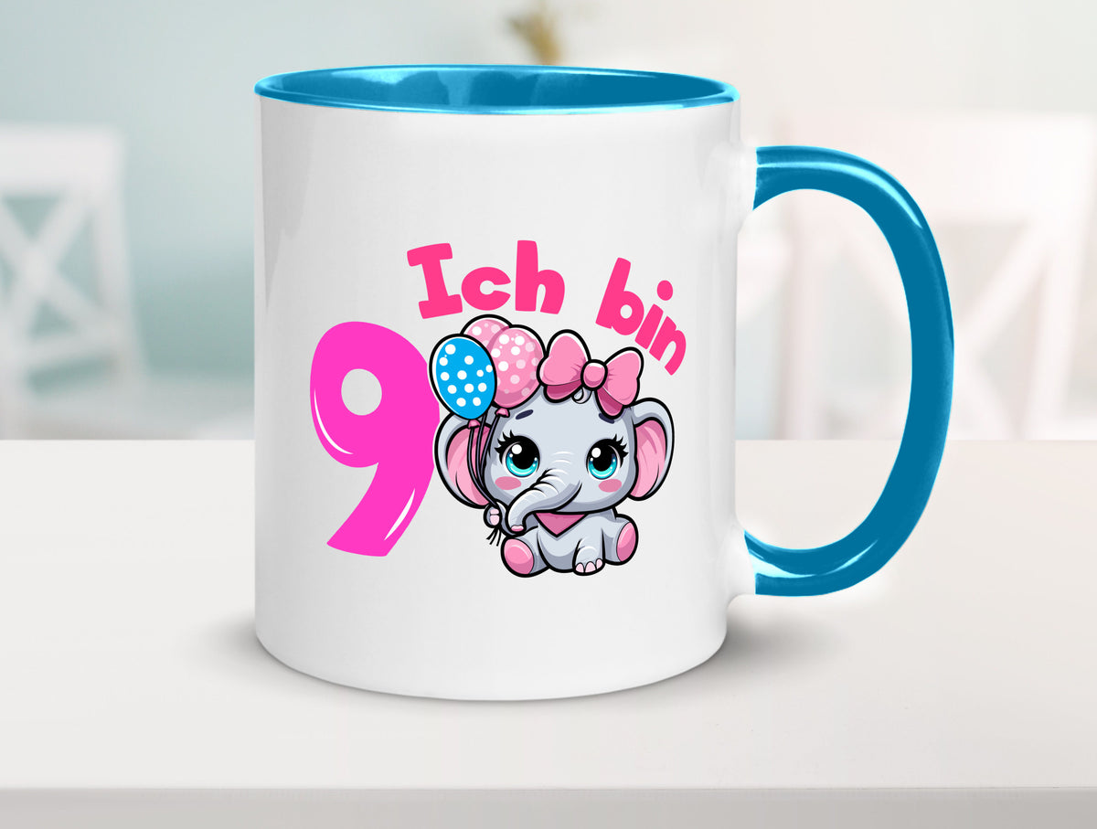 9. Geburtstag | 9 Jahre Elefant Mädchen Geschenk Geschenkidee lustiger Spruch Tasse