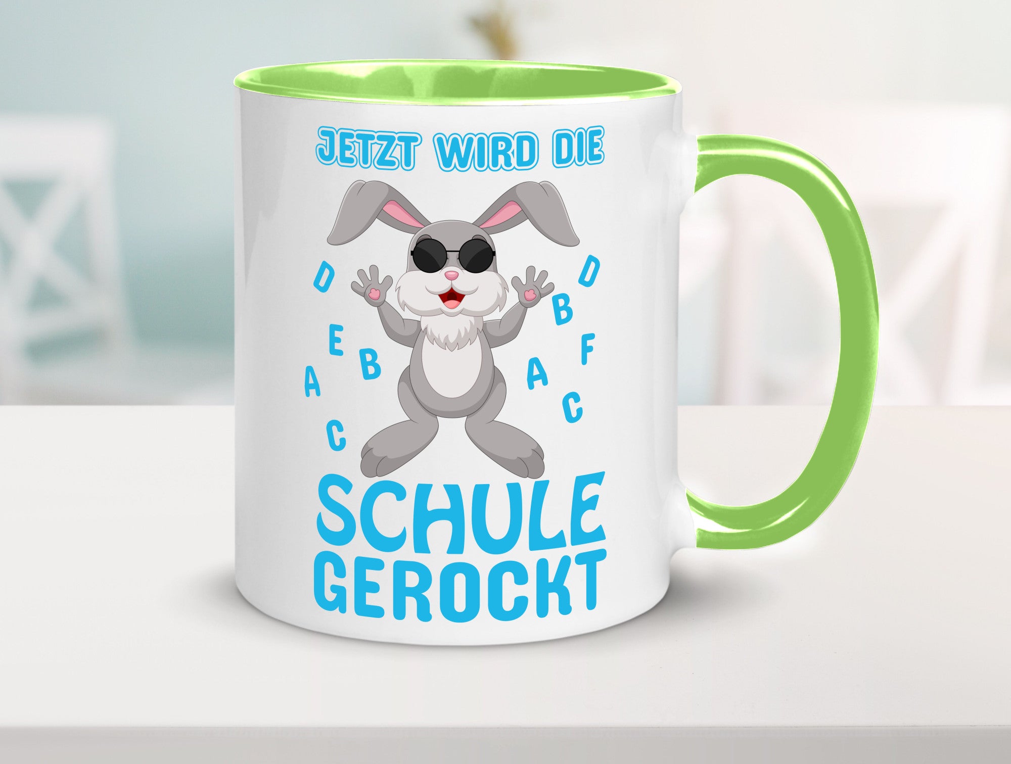 Schule wird gerockt | Schulbeginn Tasse cooler Hase lustiger Spruch Geschenk