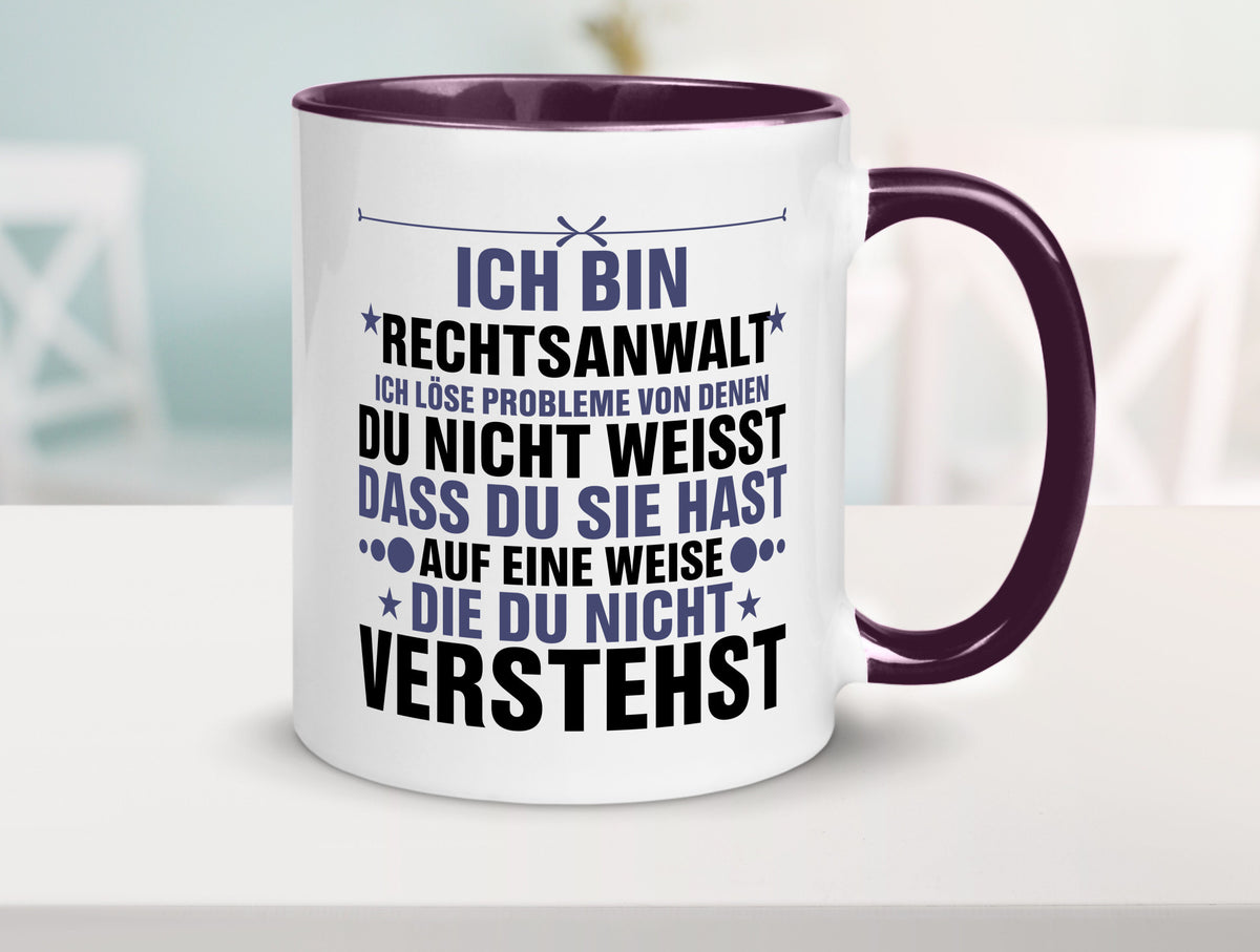 Löse Probleme: Rechtsanwalt | Anwalt Jurist v2 lustig Humor Geschenkidee Tasse