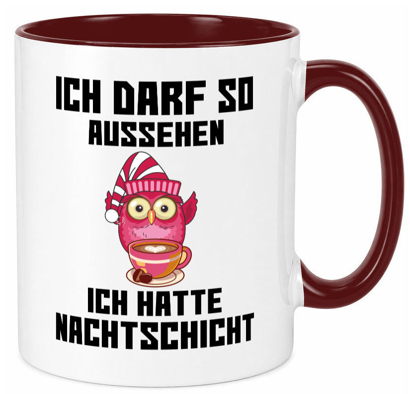 Nachtschicht Eule | Spruch Arbeit müde Nachtjob Geschenkidee Kollegen Büro Tasse