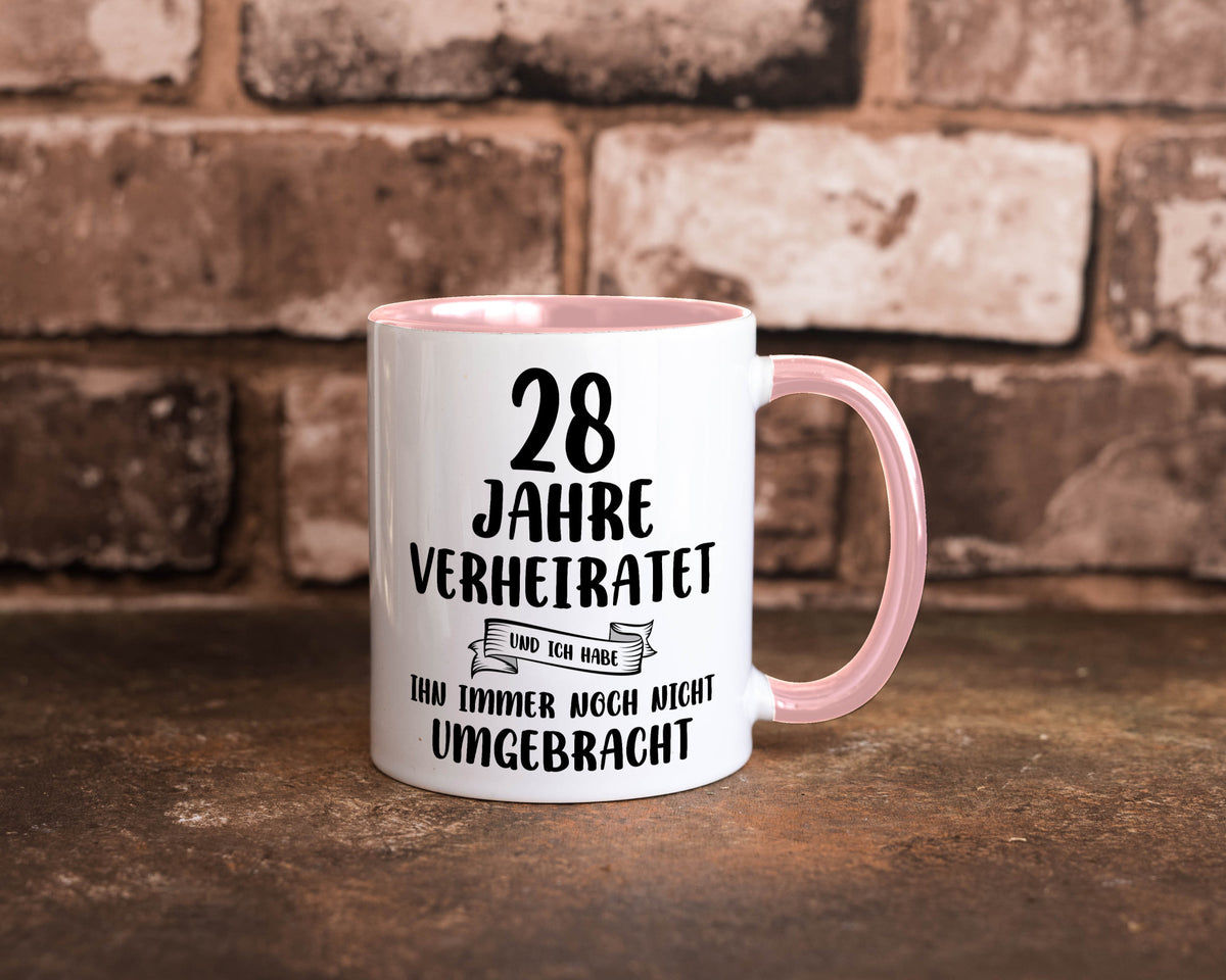 28 Jahre Verheiratet, immer noch am Leben! Geschenkidee Humor Tasse
