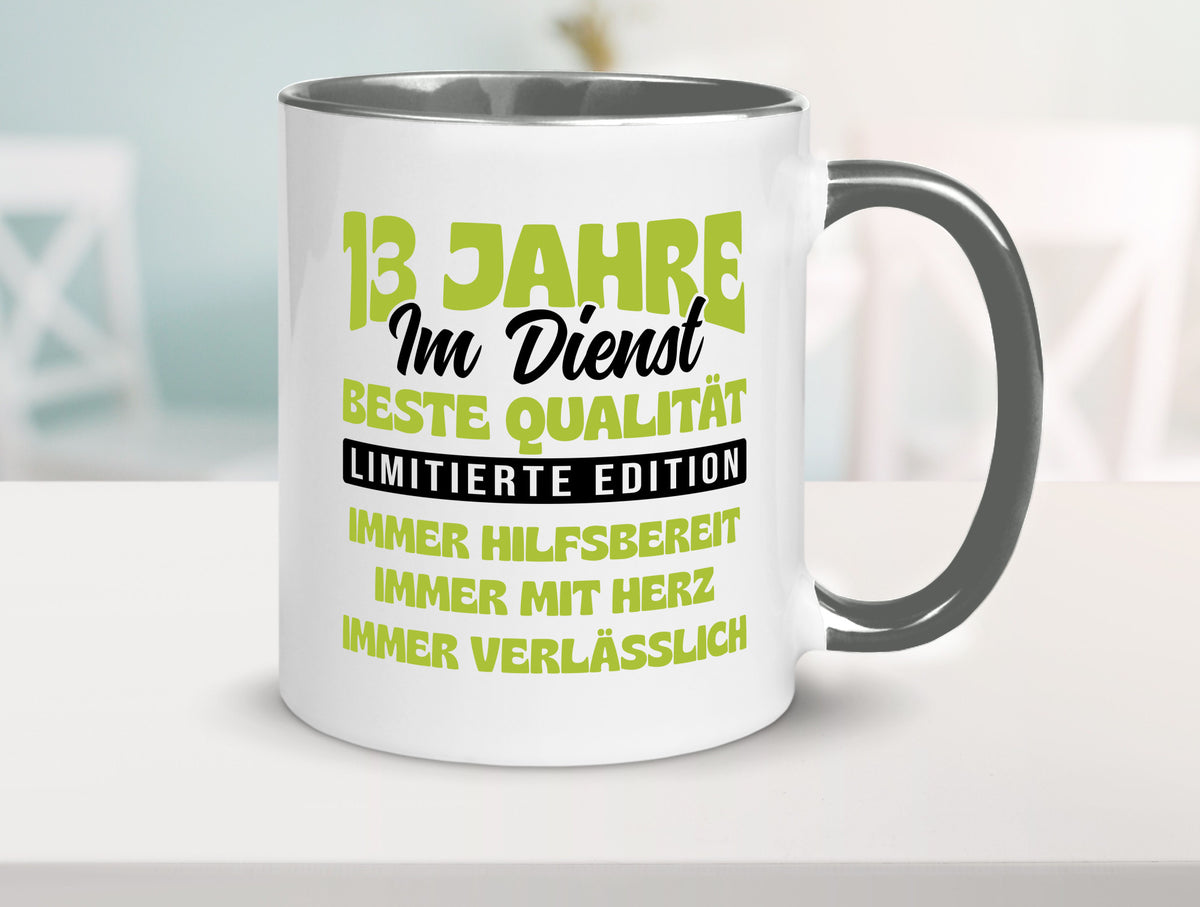 13 Jahre im Dienst | Jubiläum Arbeit v4 lustig Kollegen Büro Geschenk Tasse