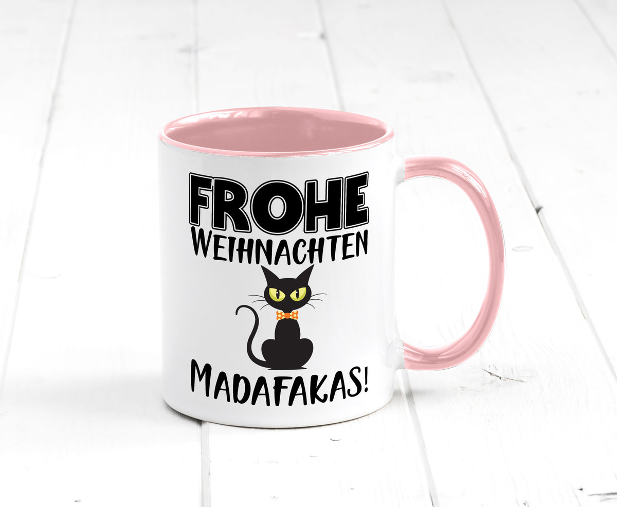 Frohe Weihnachten Madafakas! | Katze Tasse Vintage lustiger Spruch Geschenk
