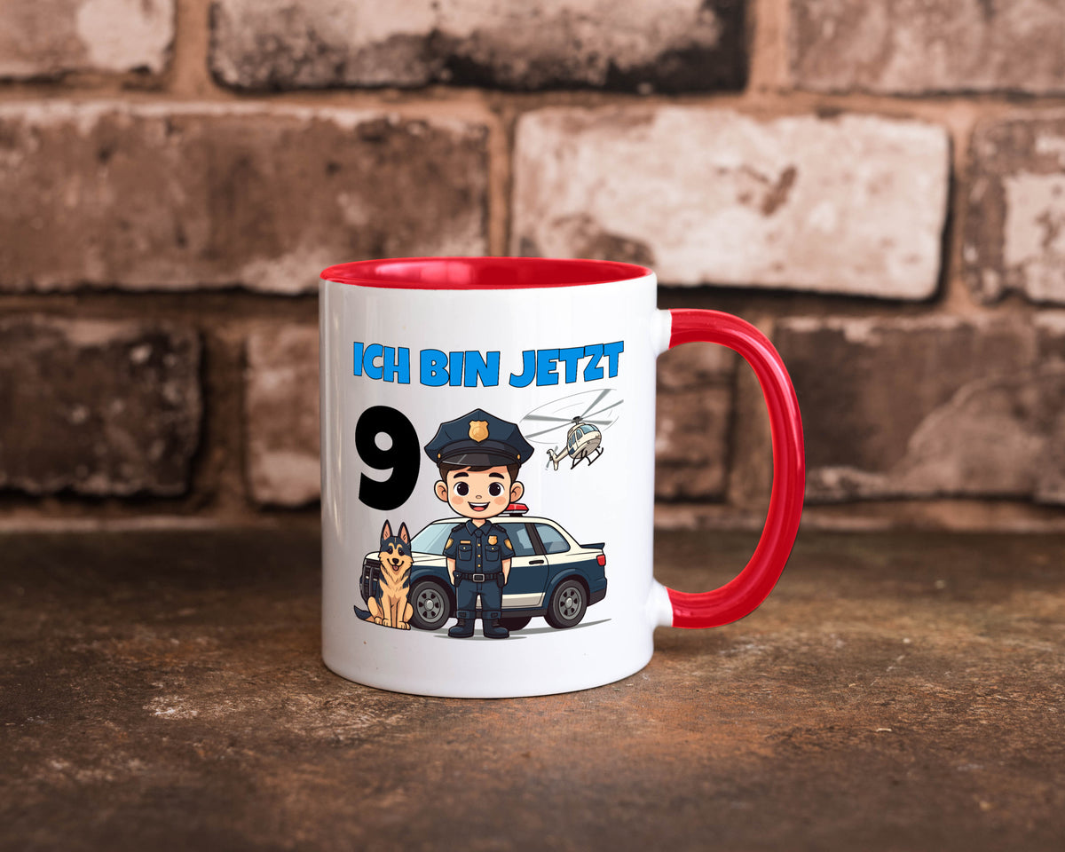 9. Geburtstag | 9 Jahre Polizei Kind Polizeiauto lustig Geschenkidee Geschenk Tasse