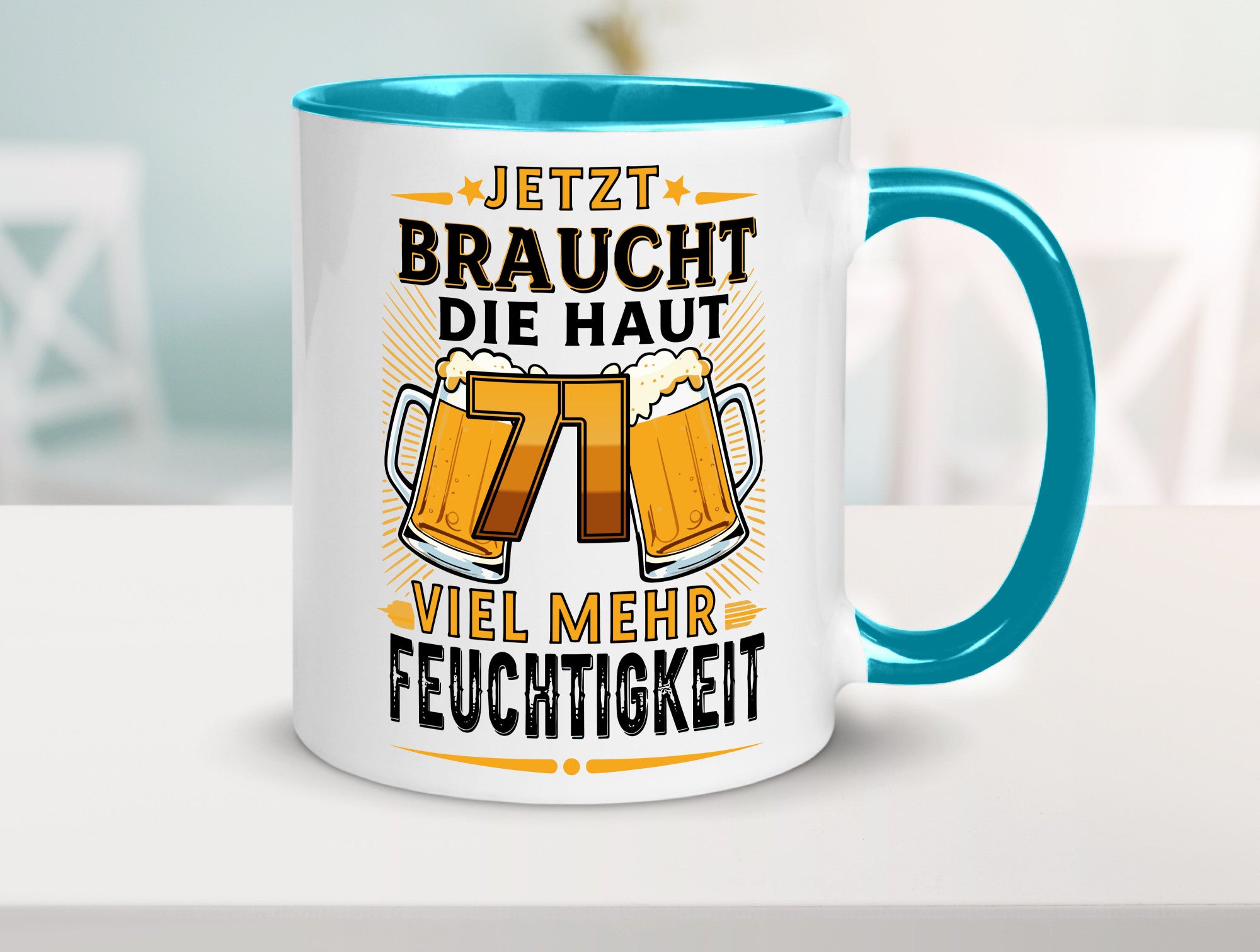 71 braucht die haut mehr Feuchtigkeit | 71. Geburtstag Geschenkidee Humor Tasse