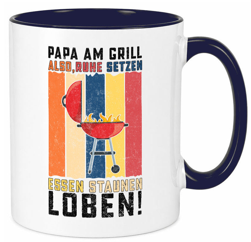 Papa am Grill | Grillmeister BBQ Grillabend v2 Geschenkidee Humor Tasse