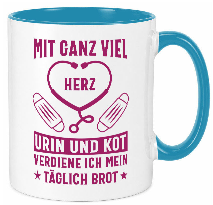 Herz, Urin, Kot, damit verdien ich mein Brot | Stethoskop Geschenk Humor Tasse