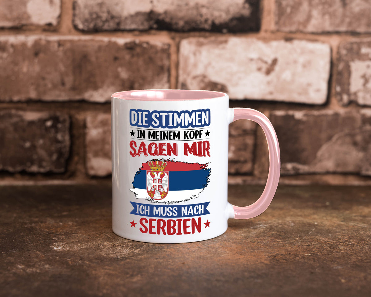 Serbien | Urlaub Stimmen in meinem Kopf Traumland v2 Geschenk Humor Tasse