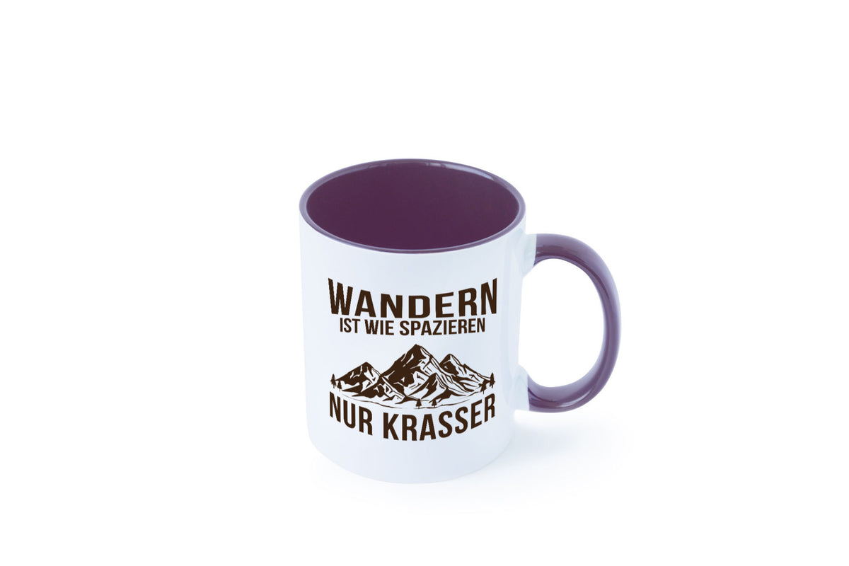 Wandern wie spazieren, nur krasser | Gebirge Bäume Geschenk Humor Geschenkidee Tasse