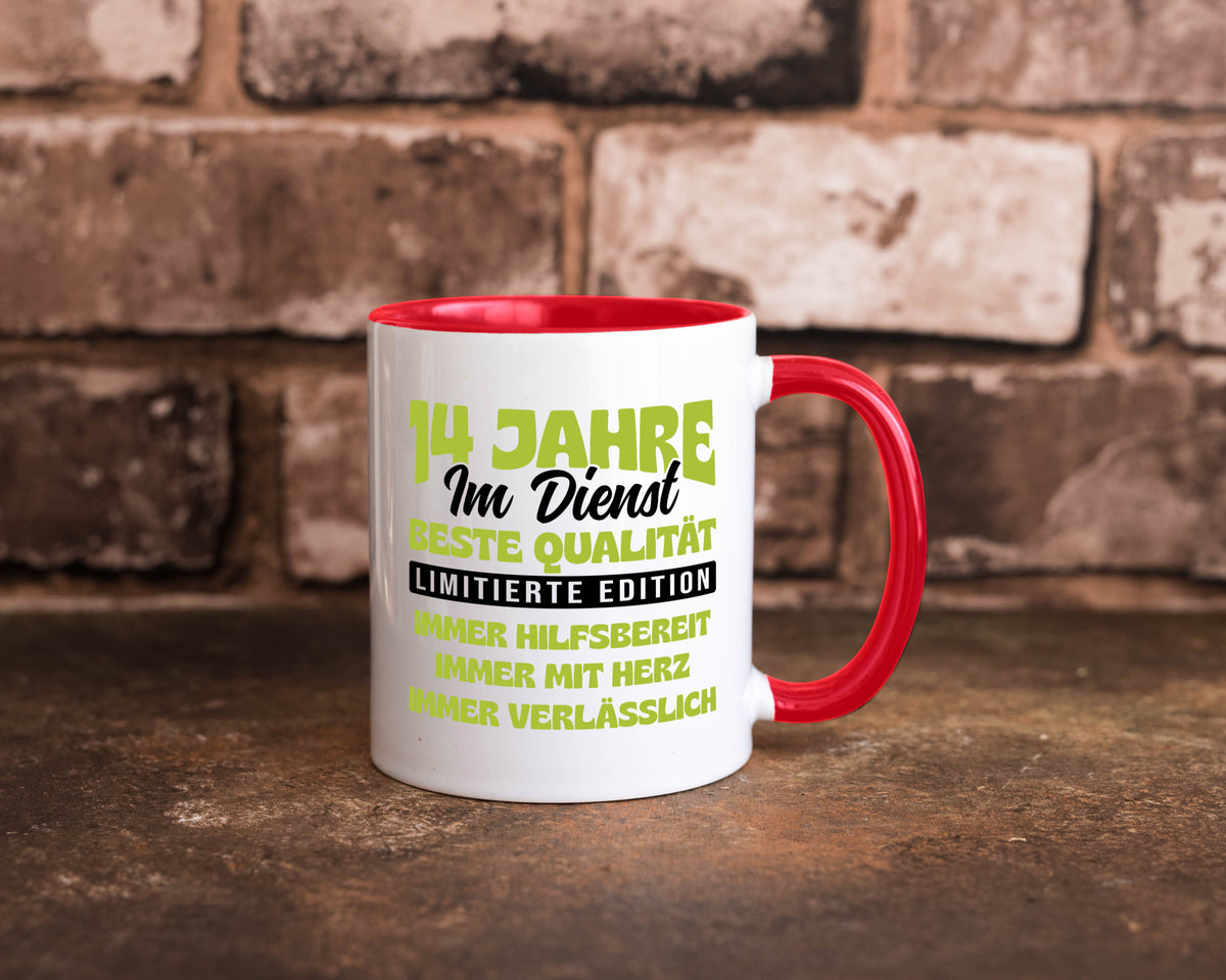 14 Jahre im Dienst | Jubiläum Arbeit v4 Geschenkidee Kollegen Büro Humor Tasse
