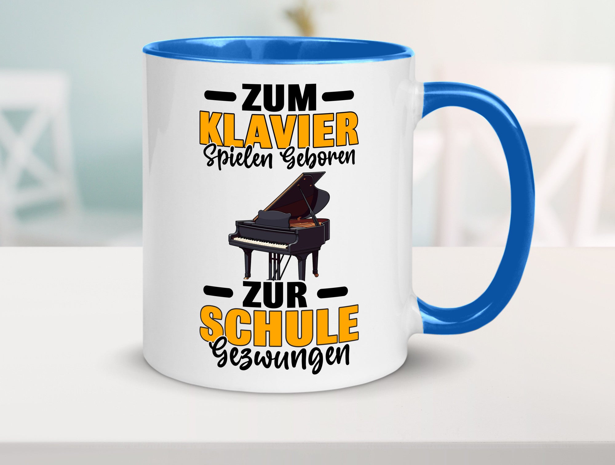 Zum Klavier spielen geboren zur Schule gezwungen v2 lustiger Spruch Geschenk