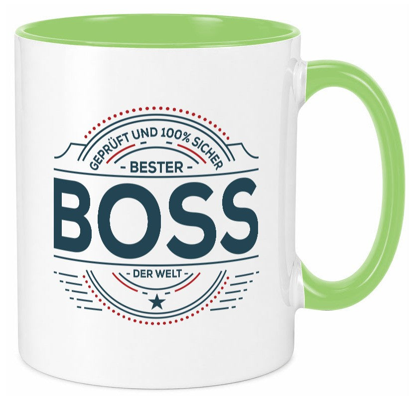 Geprüft und sicher: Boss | Führungskraft Vorgesetzter lustiger Spruch Geschenk Tasse
