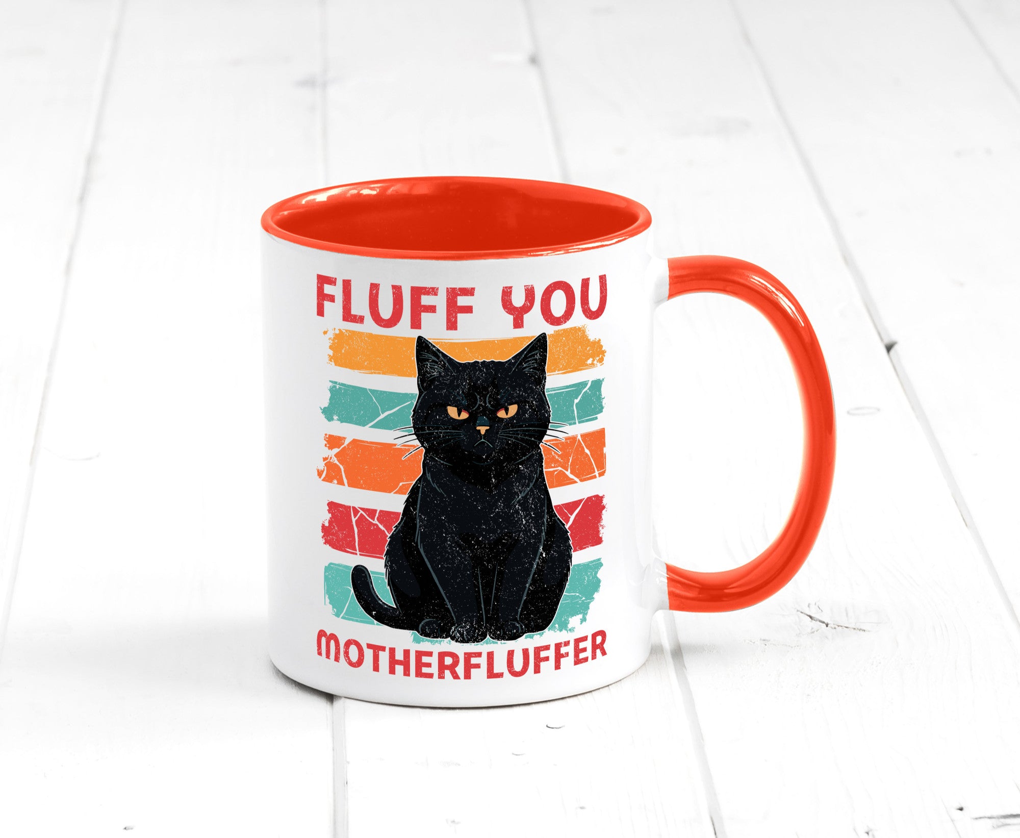 Fluff you Motherfluffer | Schwarze Katze Böse Humor Tierliebhaber Geschenkidee