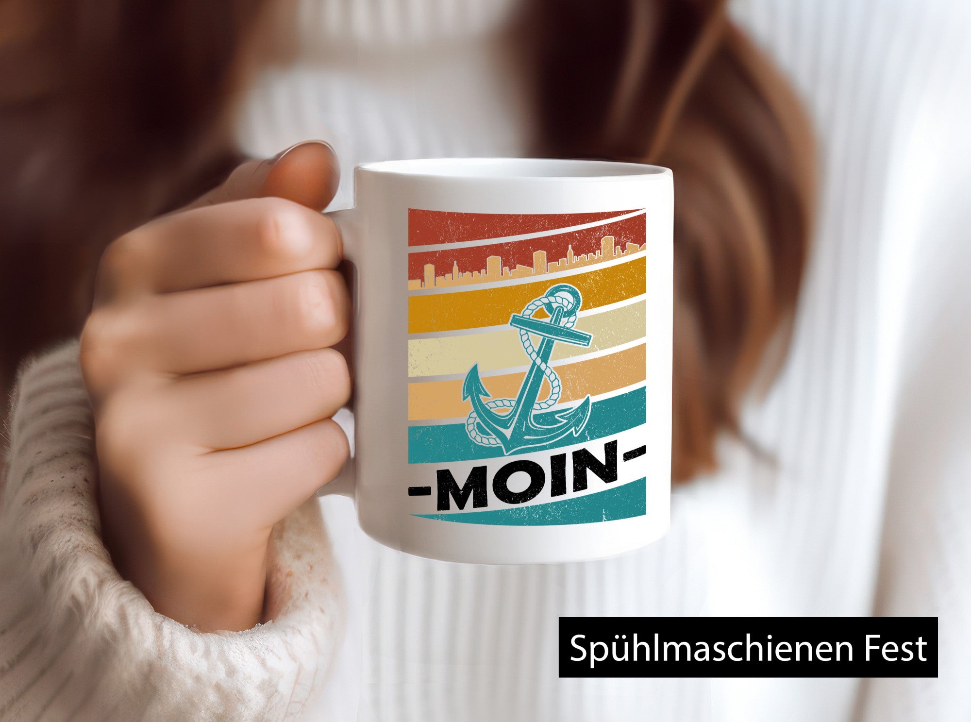 Moin | Kapitän Hafen Anker See Meer Segeln v2 Geschenk Humor Geschenkidee