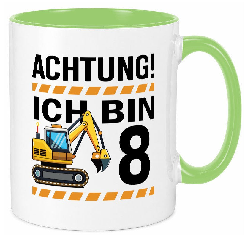 8 Geburtstag Ich bin | Bagger Junge Geschenk Geschenkidee lustiger Spruch Tasse