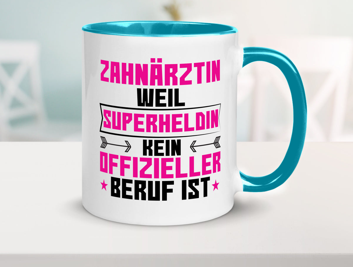 Superheldin Zahnärztin | Zahnmedizin Beruf Geschenkidee Arbeit Kollegen Büro Tasse