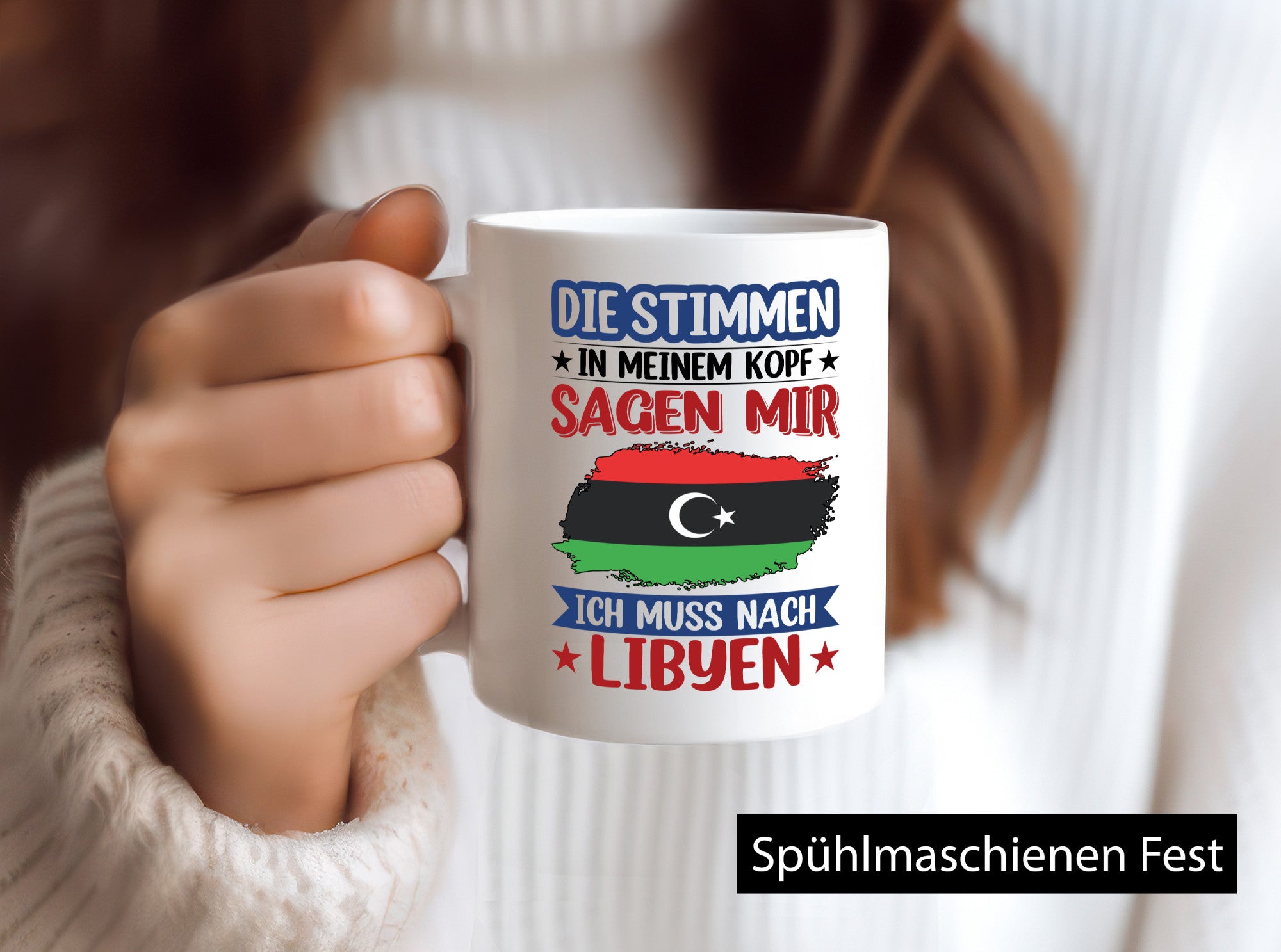 Libyen | Urlaub Stimmen in meinem Kopf Traumland Geschenkidee Humor Tasse