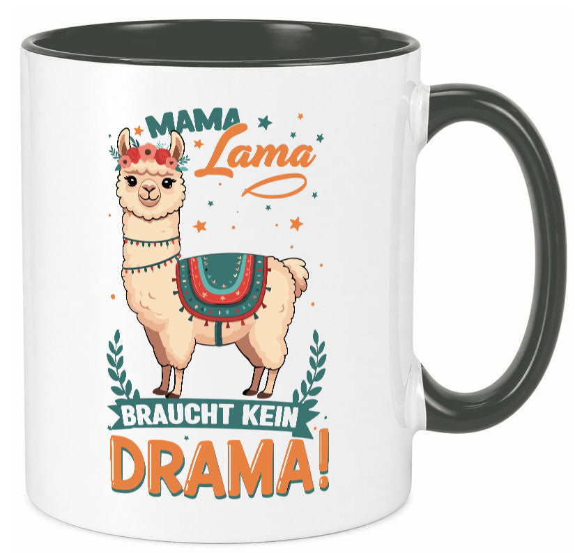 Mama Lama braucht kein Drama | Muttertag Humor Familie Geschenkidee Tasse