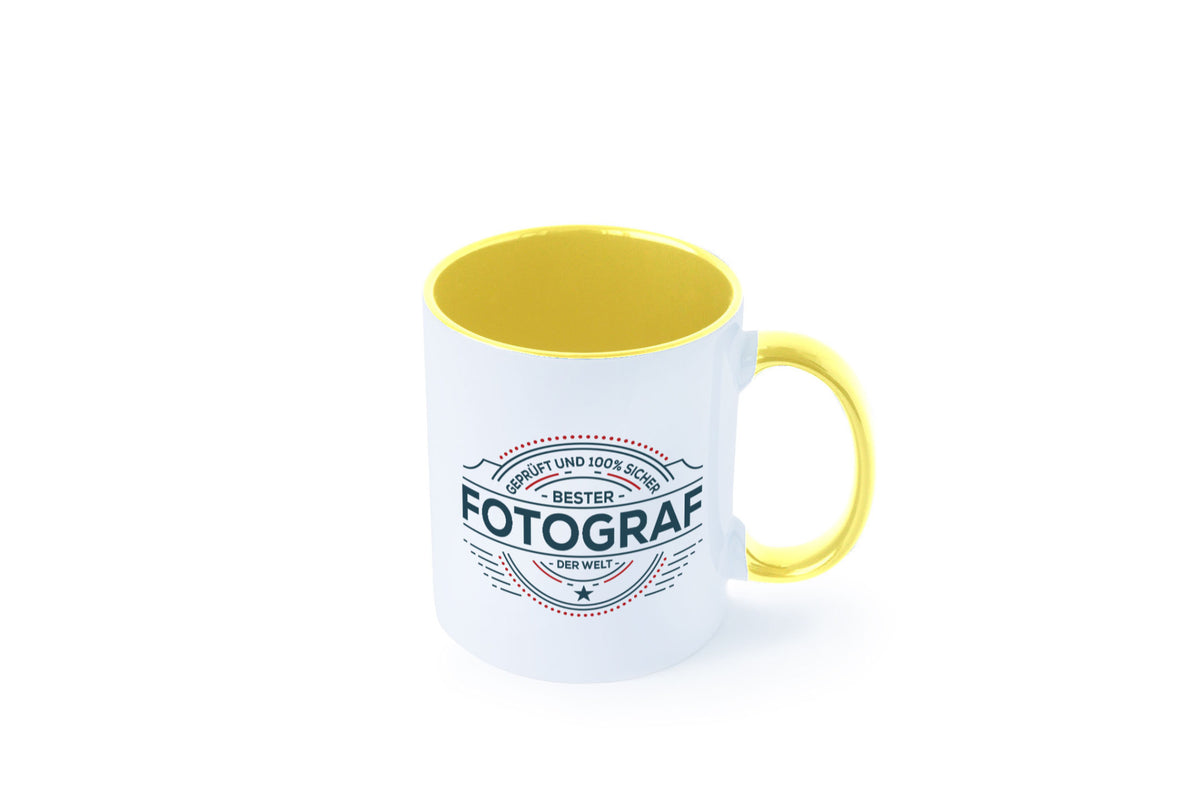 Geprüft und sicher: Fotograf | Fotografie Kamera Humor Geschenkidee Tasse
