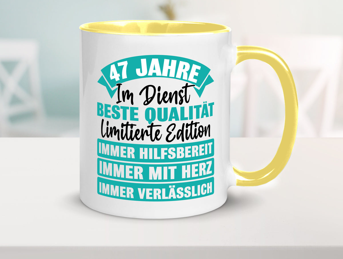 47 Jahre im Dienst | Jubiläum Arbeit Geschenk Kollegen Büro lustiger Spruch Tasse