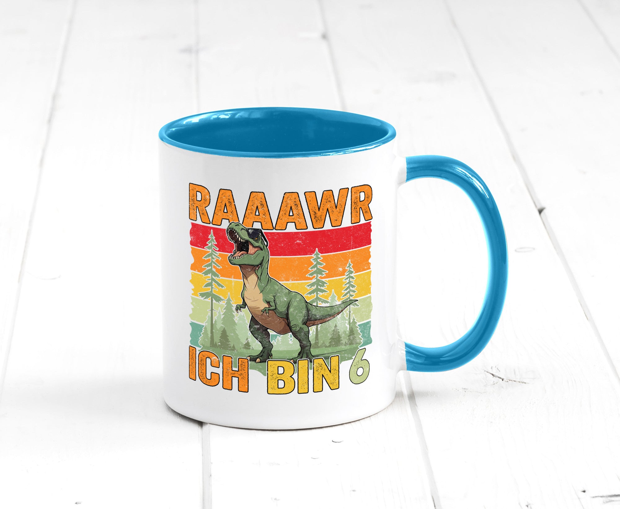 6. Geburtstag | 6 Jahre rarrrr ich bin Dinosaurier Humor Geschenkidee Tasse