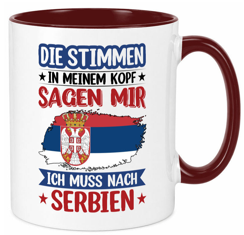 Serbien | Urlaub Stimmen in meinem Kopf Traumland v2 Geschenk Humor Tasse