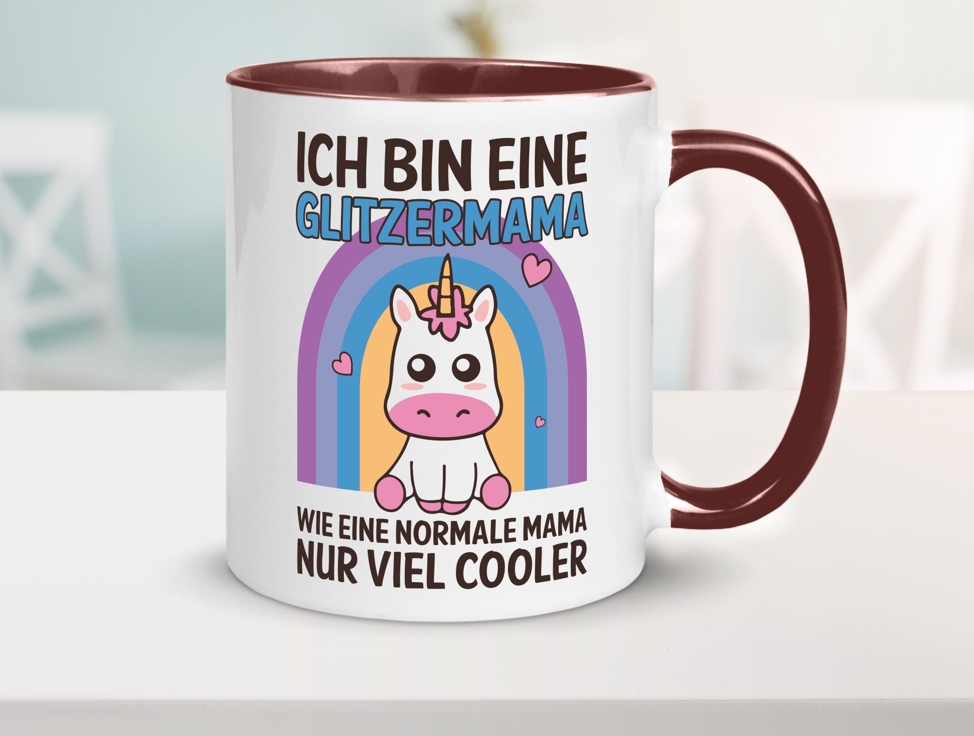 Glitzermama, wie normal, nur cooler | Einhorn Geschenkidee Familie Humor Tasse
