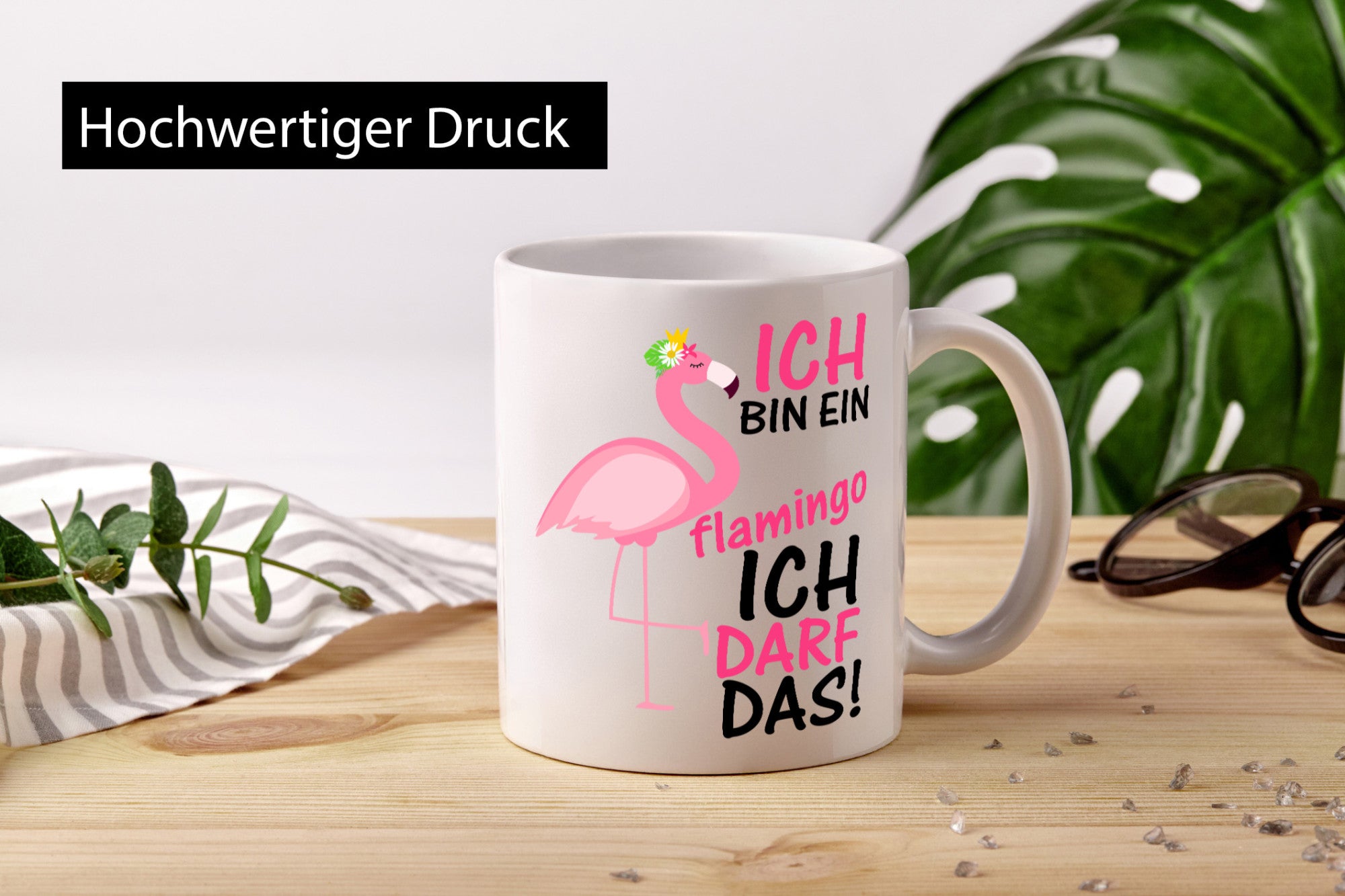 Ich bin ein Flamingo | Tier-Comic lustiger Spruch Blume Geschenk Tierliebhaber
