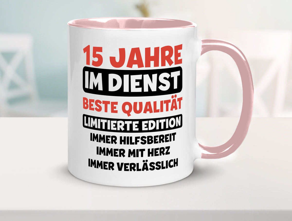 15 Jahre im Dienst | Jubiläum Arbeit v3 lustig Kollegen Büro Geschenk Tasse
