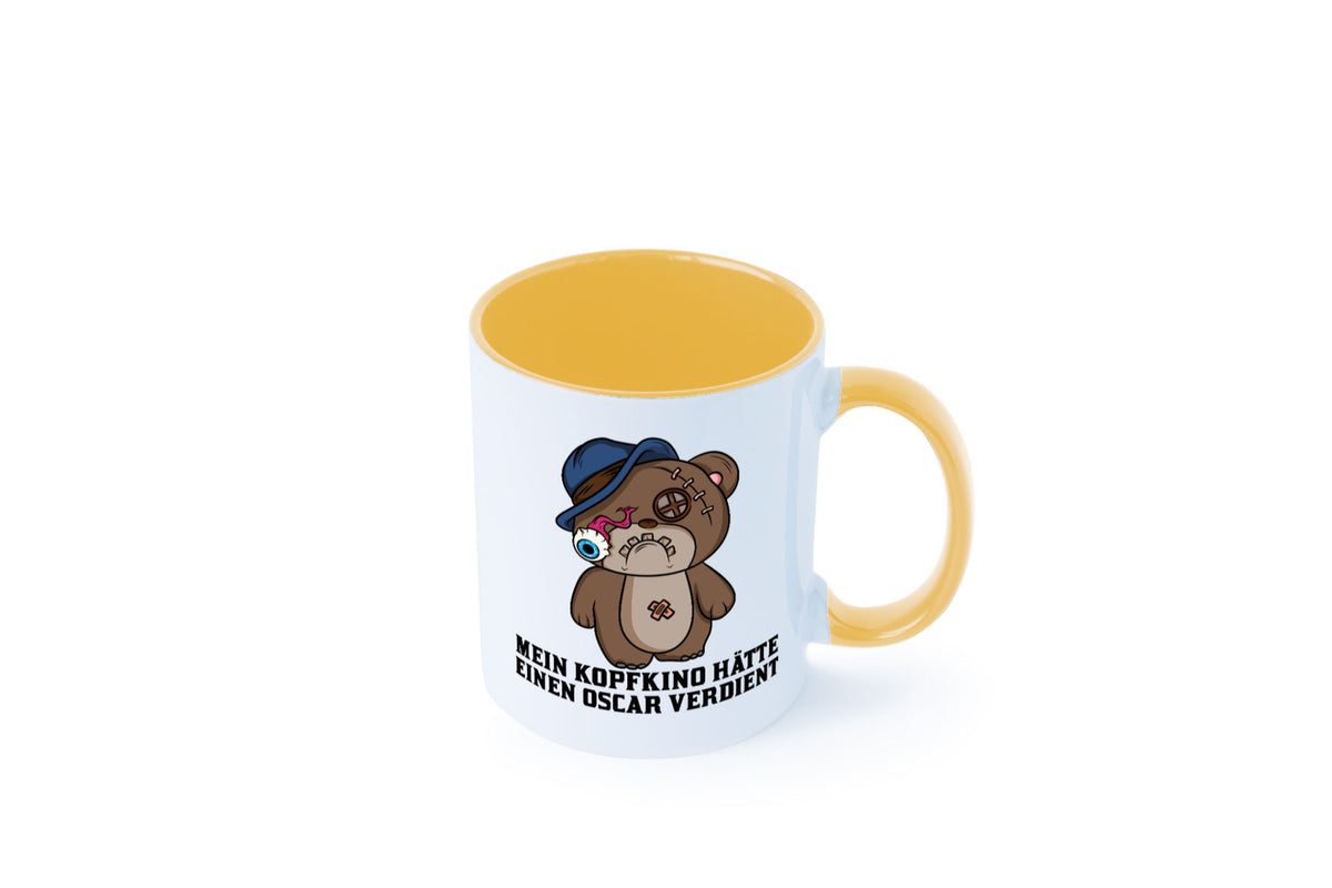 Mein Kopfkino hätte Oscar verdient | kaputter Bär Comic lustiger Spruch Tasse