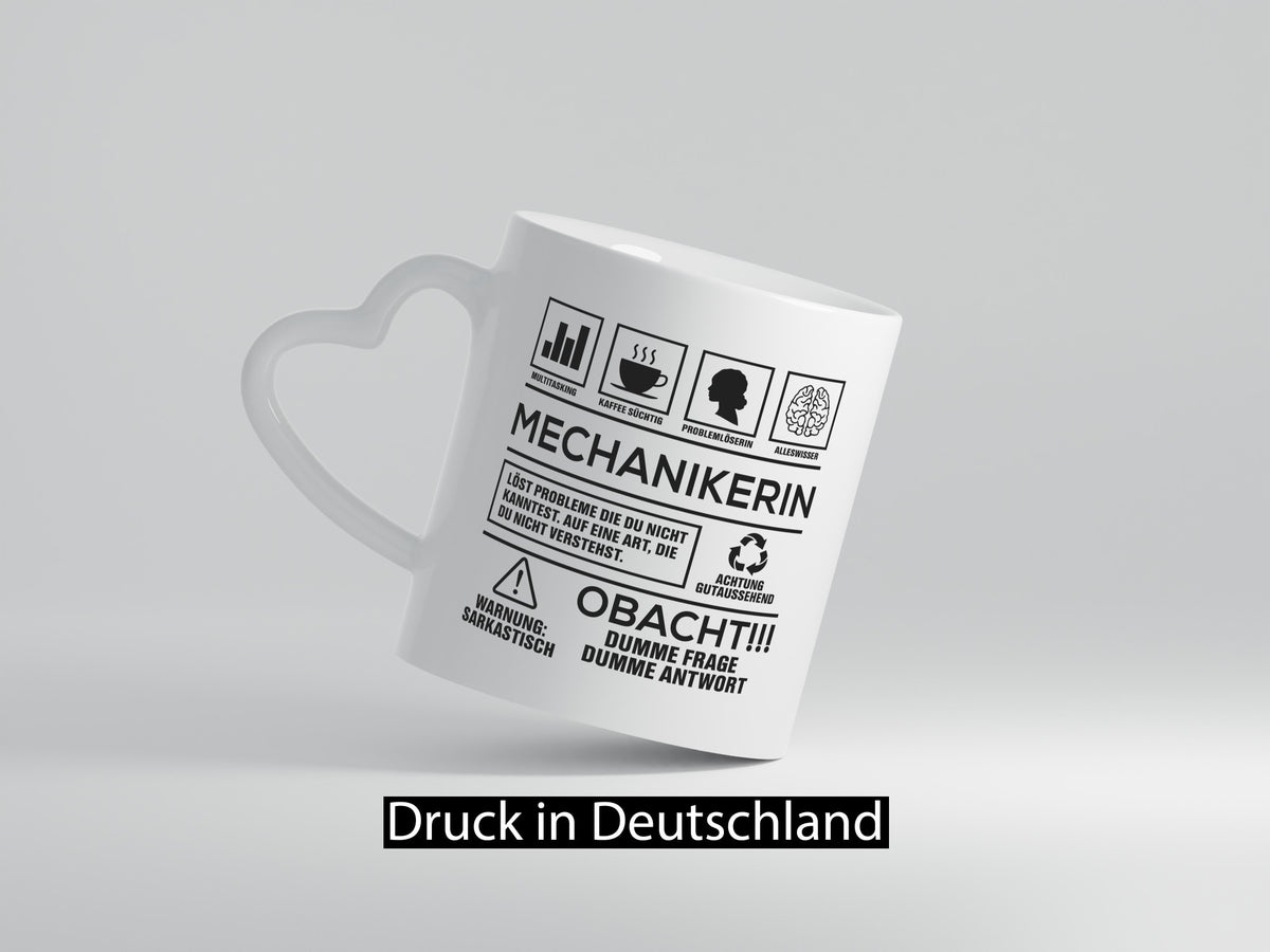 Achtung Probleme Mechanikerin | KFZ Geschenk Humor Geschenkidee lustiger Spruch Tasse