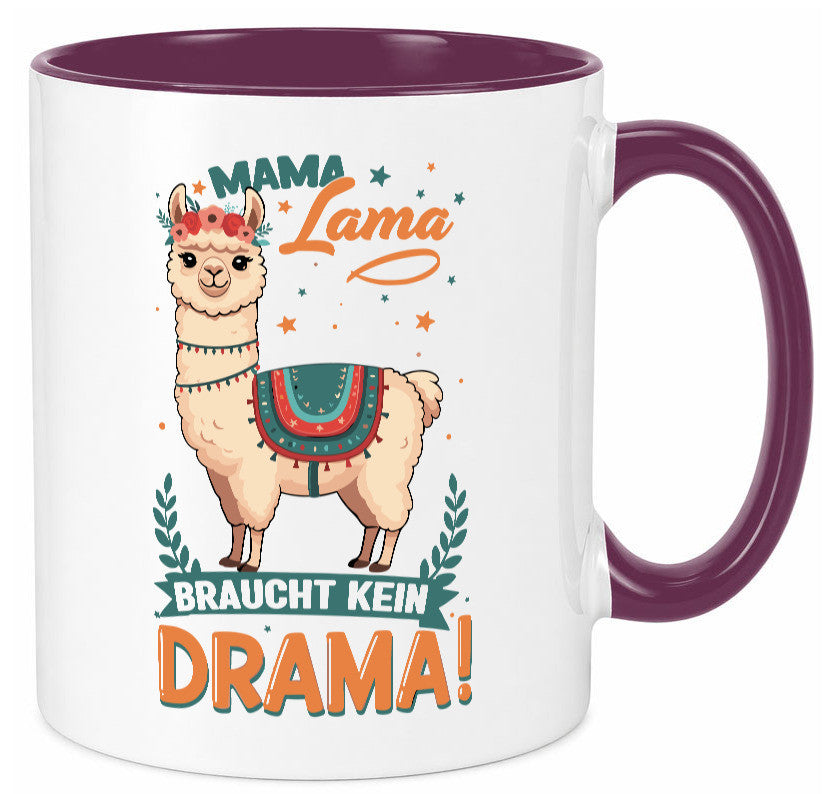 Mama Lama braucht kein Drama | Muttertag Humor Familie Geschenkidee Tasse