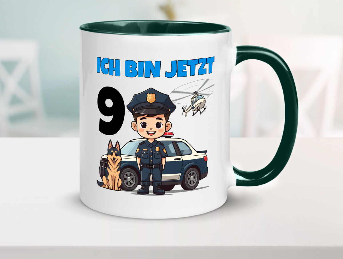 9. Geburtstag | 9 Jahre Polizei Kind Polizeiauto lustig Geschenkidee Geschenk Tasse