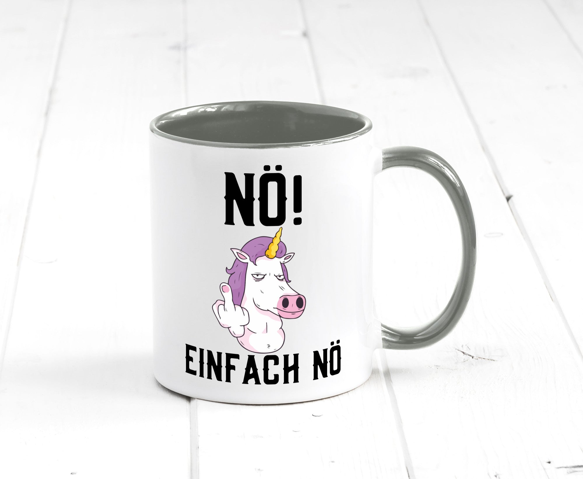 Einfach Nö | Keinen Bock Einhorn Mittelfinger Comic Geschenkidee Humor Tasse