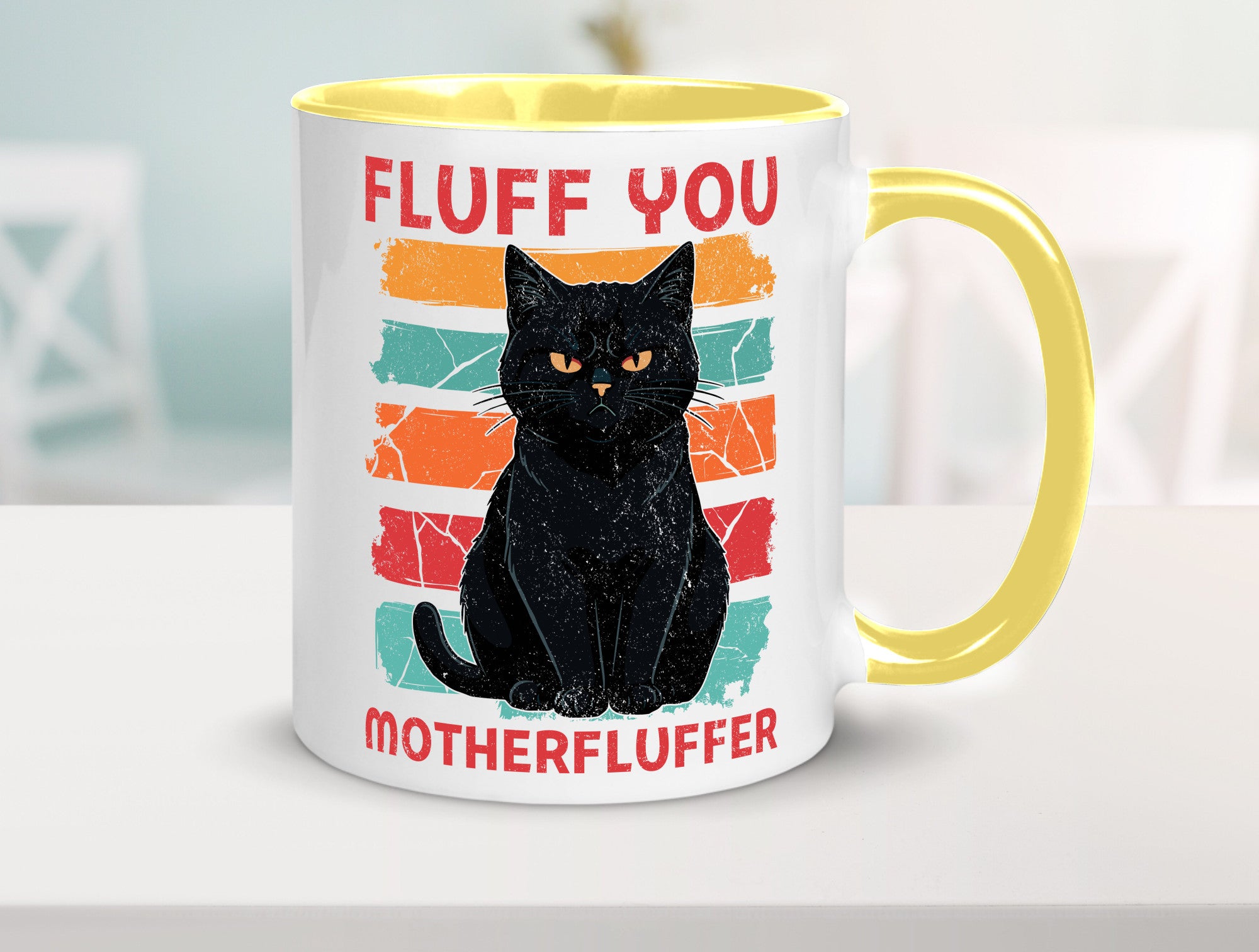 Fluff you Motherfluffer | Schwarze Katze Böse Humor Tierliebhaber Geschenkidee