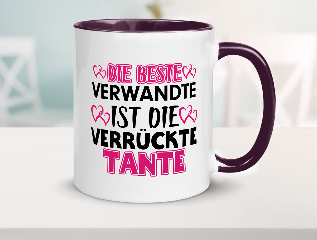 Verrückte Tante | Spruch Patentante Verwandtschaft lustiger Geschenk Humor Tasse