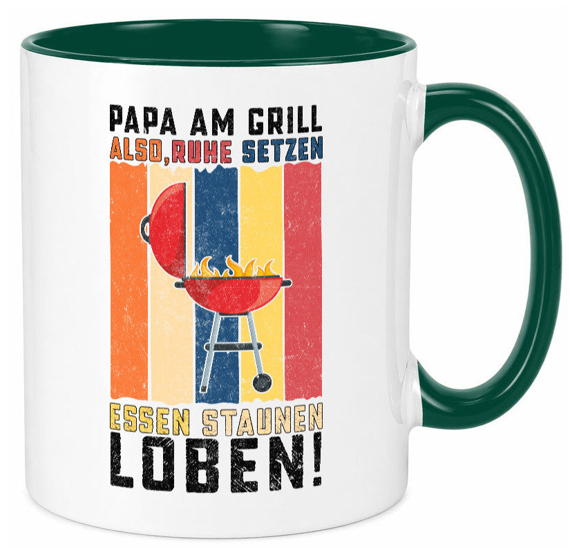 Papa am Grill | Grillmeister BBQ Grillabend v2 Geschenkidee Humor Tasse