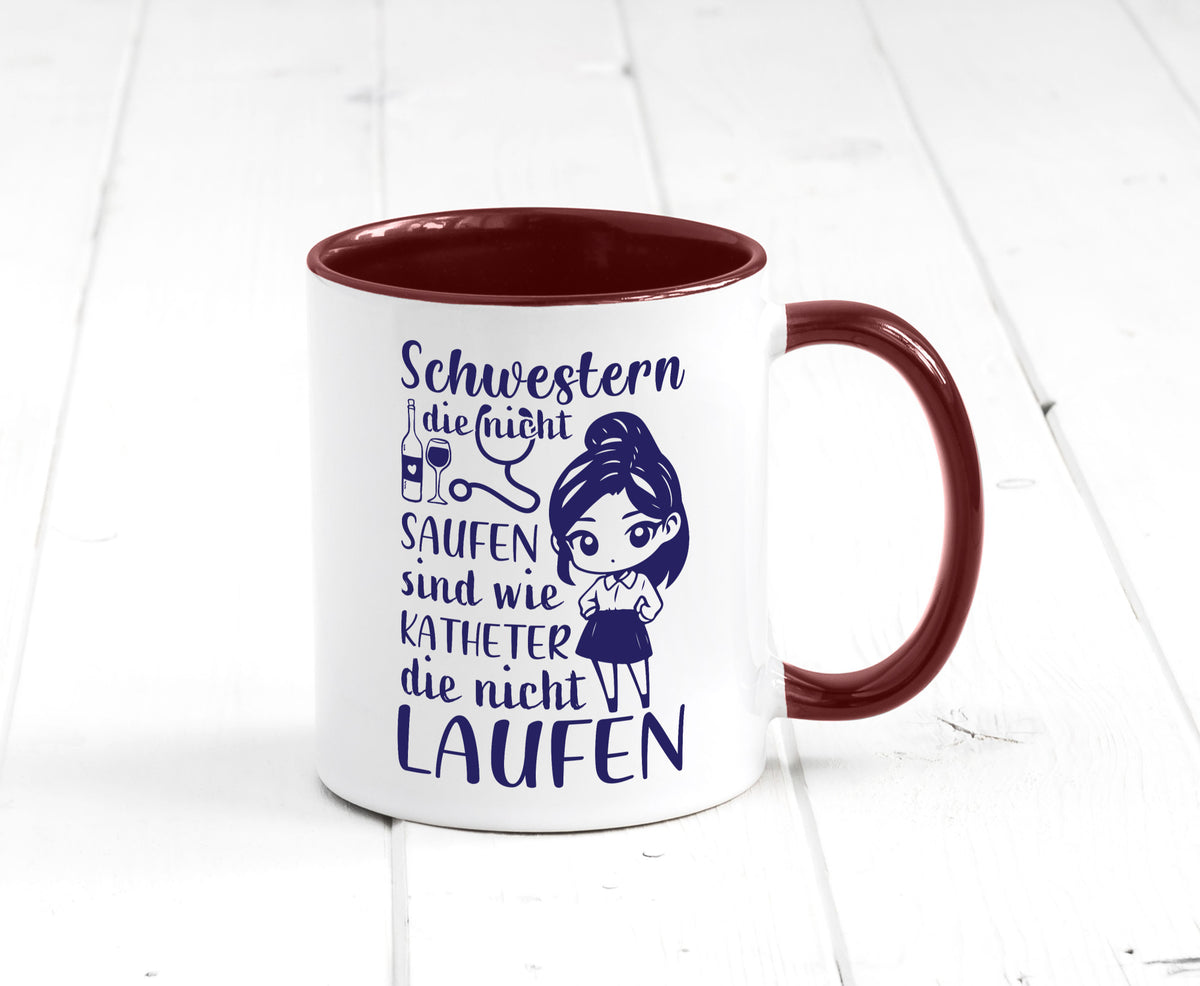 Schwestern die nicht saufen | Krankenschwester Alkolhol Geschenkidee Humor Tasse