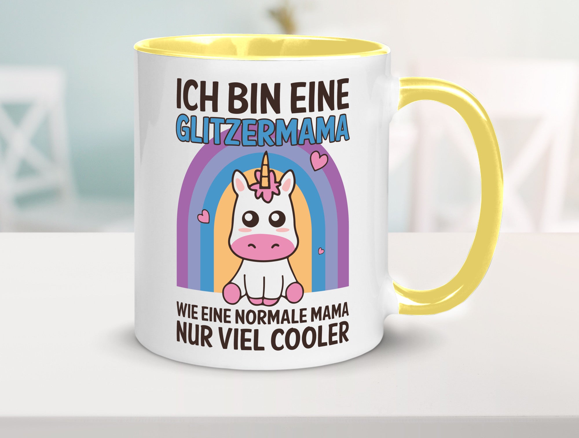 Glitzermama, wie normal, nur cooler | Einhorn Geschenkidee Familie Humor Tasse