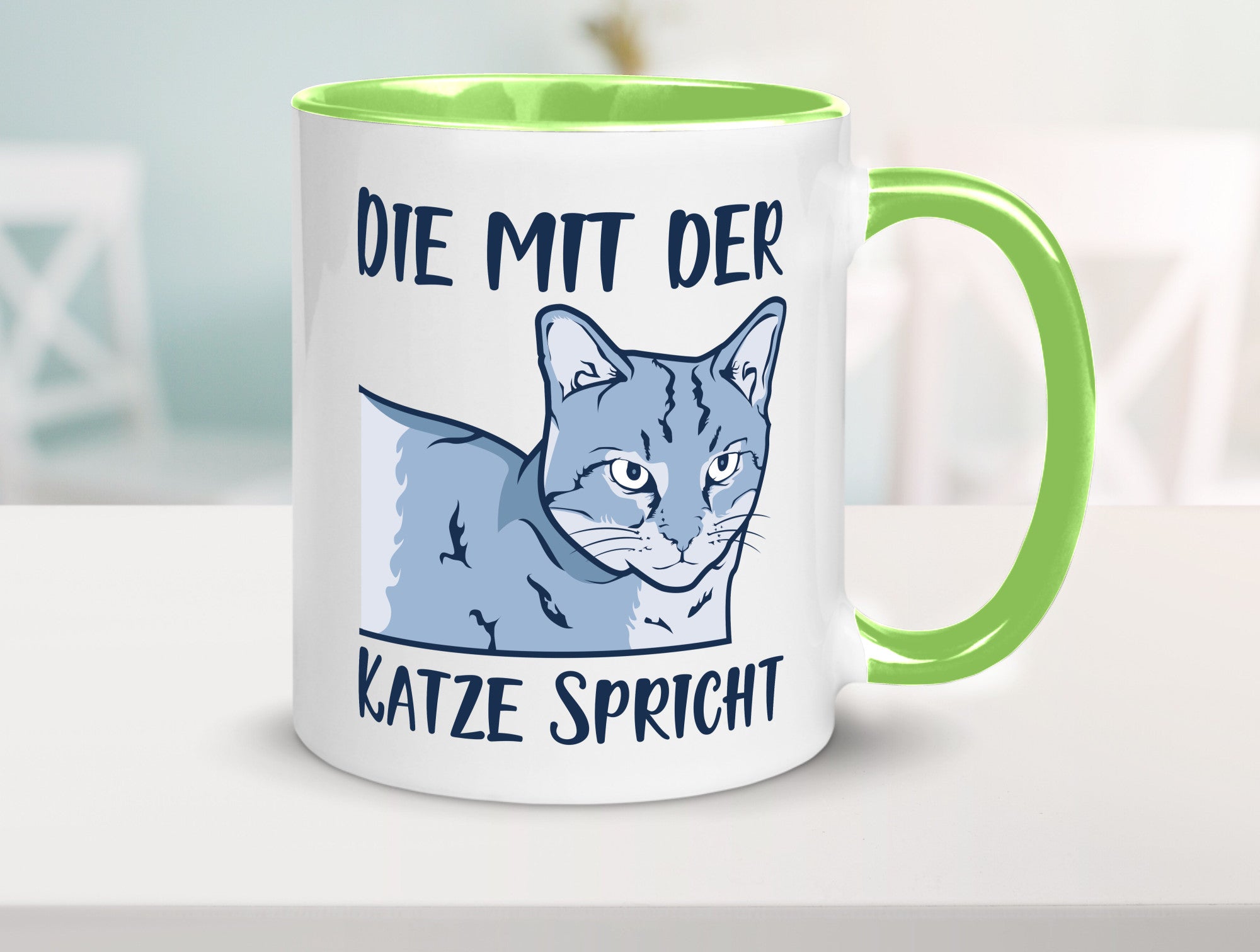 Die mit der Katze spricht | Humor Tierliebhaber Geschenkidee Tasse