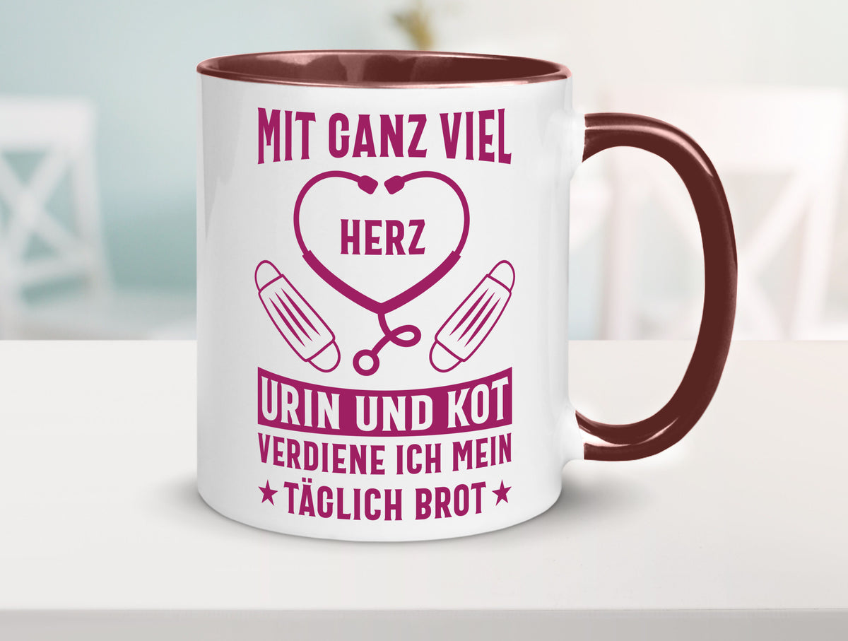 Herz, Urin, Kot, damit verdien ich mein Brot | Stethoskop Geschenk Humor Tasse